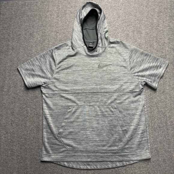 Nike Dri-Fit Short Sleeve Spotlight Basketball Hoodie Mens 2XL XXL Gray Pocket - Picture 1 of 7